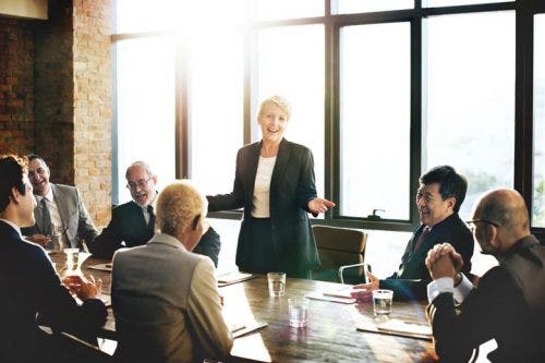 A hospital CFO talks to a board of directors